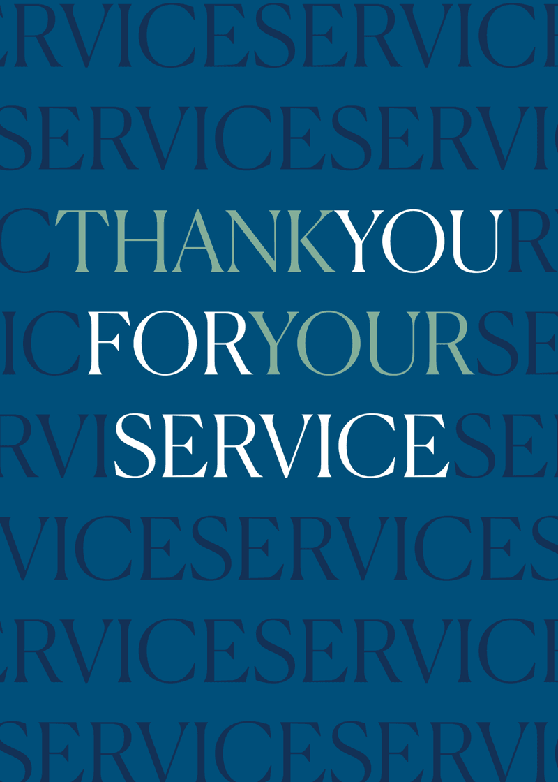 Thank You For Your Service Greeting Card K3